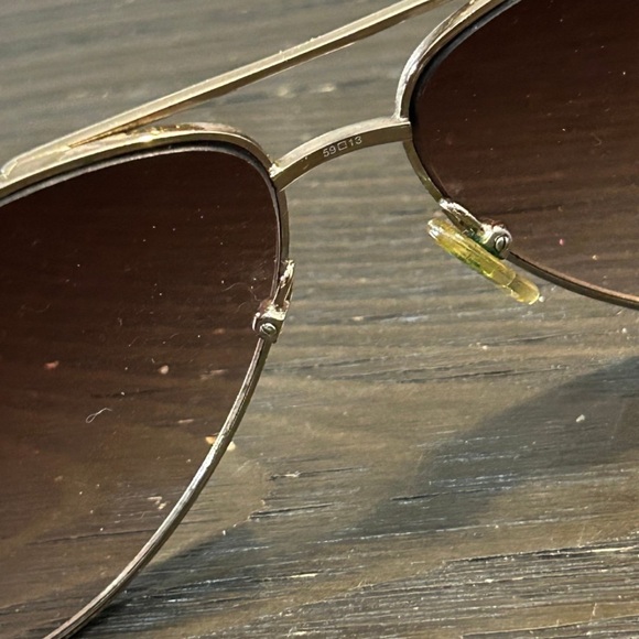 Ralph Lauren Gold Aviator Sunglasses with Brown Lens. Nose guard is missing - Picture 3 of 7